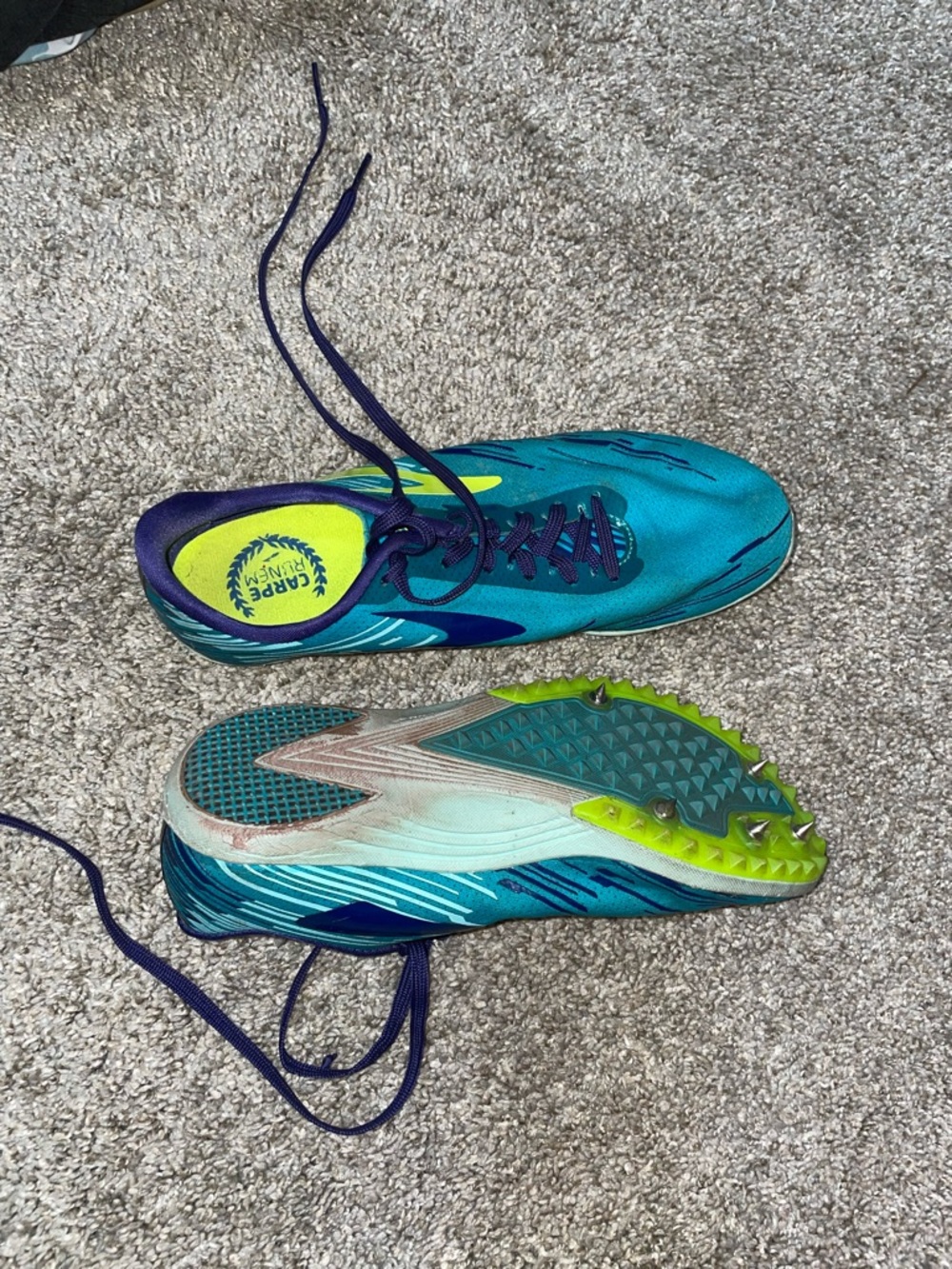 Brooks Mach 18 - women’s size 7 -Teal & Lime Track Spikes